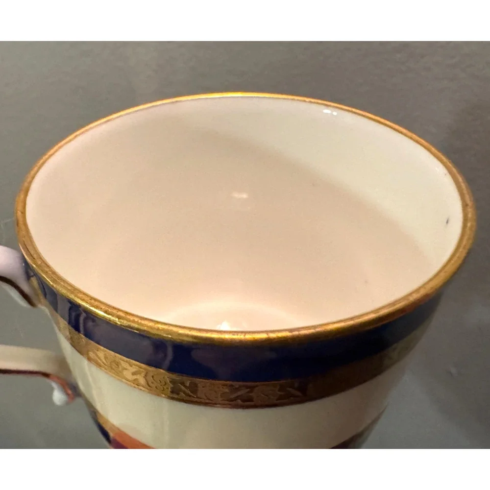 Antique Minton For Tiffany & Co Demitasse Cup Cobalt Blue Gold Band